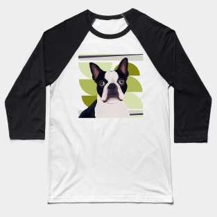 Boston Terrier - Green Geometric Baseball T-Shirt